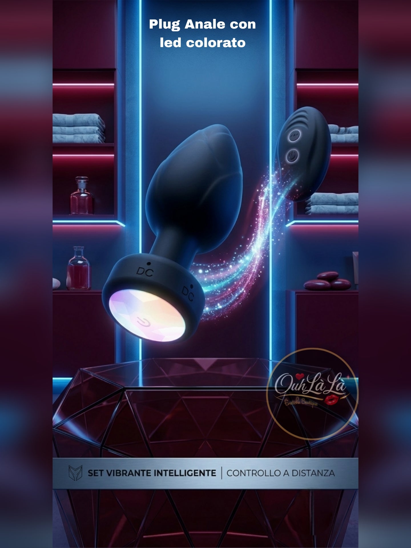 Plug Anale Vibrante con comando a distanza e led multicolor